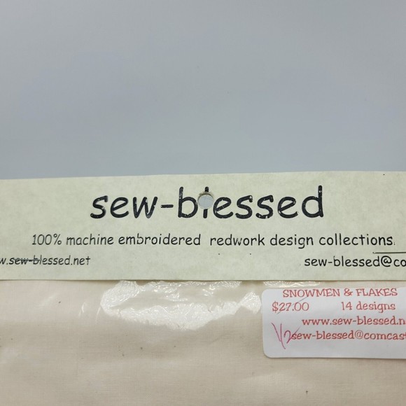 14 Redwork Christmas Snow Machine embroidery quilt square designs Muslin Red - Picture 4 of 6